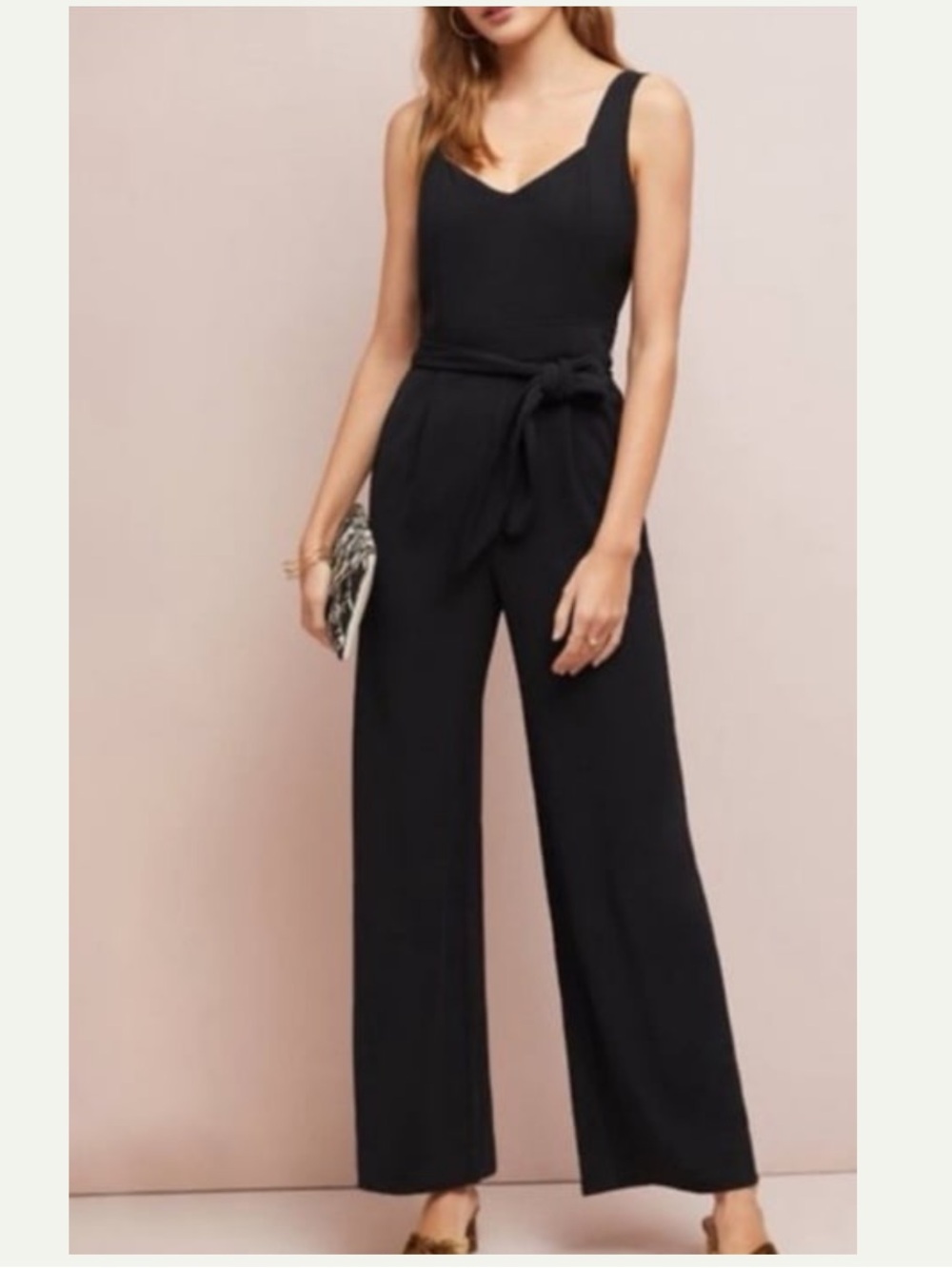 Anthropologie The Essential Black
Sleeveless Belted Jumpsuit Size 12